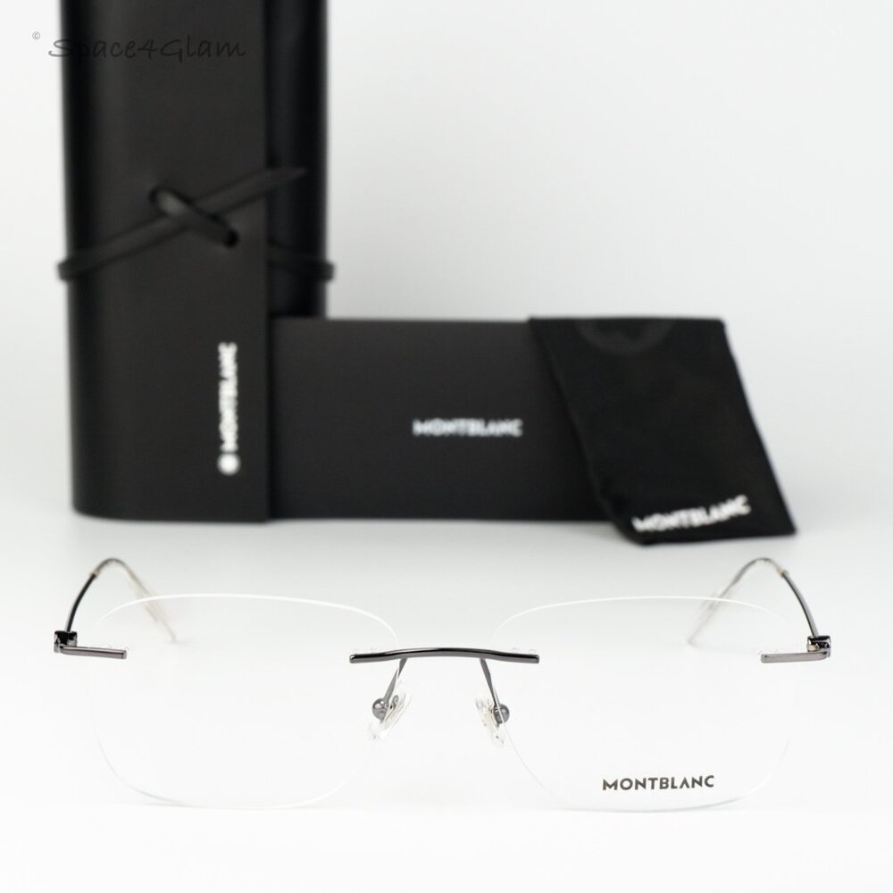 Montblanc Men Eyeglasses Ruthenium Demo Rectangle MB0075O 001 NEW AUTHENTIC